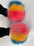 BLFBC Rainbow Splat Colorful Fur Slides Slippers
