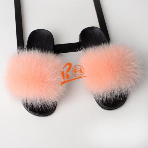 BLFSCRP Rubber Pink Fox Fur Slippers