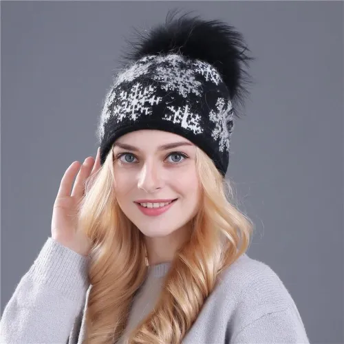 BLFH Wool Fur 15cm Raccoon Fur pompom Hats