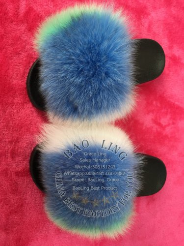 BLFBCC Biggest Customized Color Fox Fur Slides