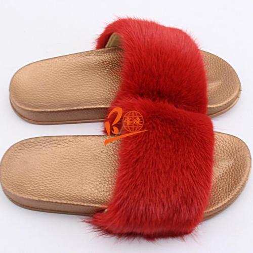 BLMR Red Mink Fur Slides