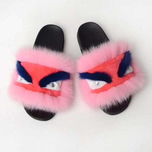 BLFM20 Pink Monster Fox Fur Slides