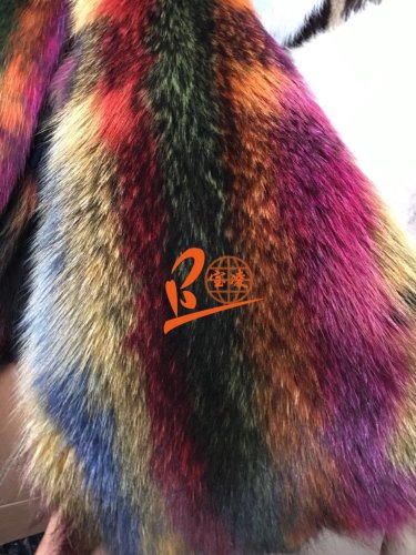BLRC Rainbow Multiple Color Splat Colorful Raccoon Fur Slippers