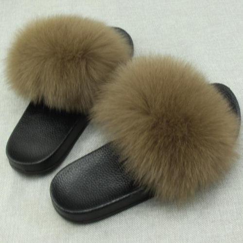 BLFSCB Brown Fox Fur Slippers
