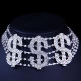 NEH01 Dollar Earrings Necklace Hairpins set