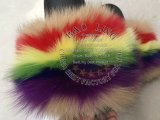 BLFRC13 Rainbow Colorful Splat Fox Fur Slippers