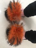 BLRBR Biggest Orange Raccoon Fur Slippers