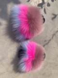 BLTFPG Hot Pink Dark Pink Light Green Fur Slides Slippers
