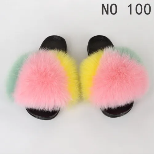 BLTF04 Fur Slides Slipper Slide Slippers