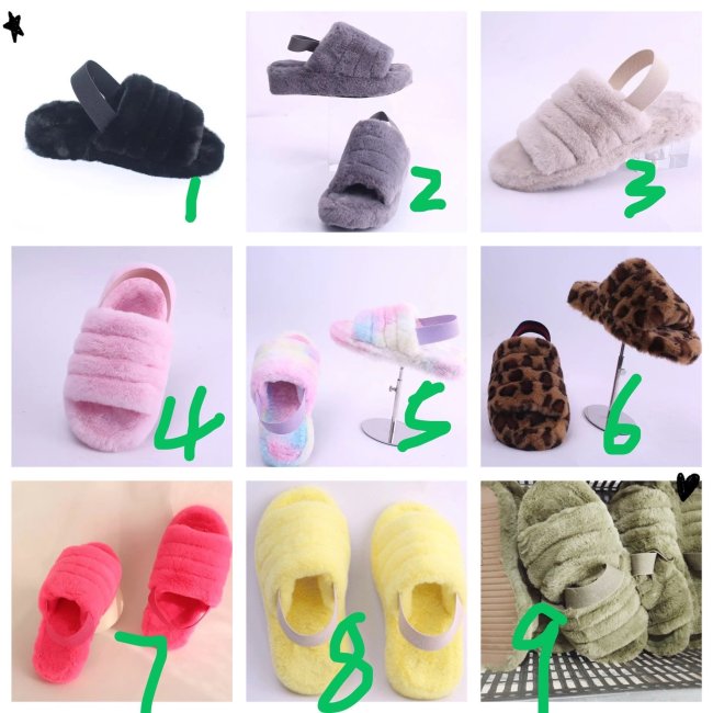 SlipperU1 fur slippers slides fake fur faux fur sandals Yanli