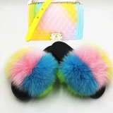 Fur Slides Slipper Slippers Slide Purse Bag