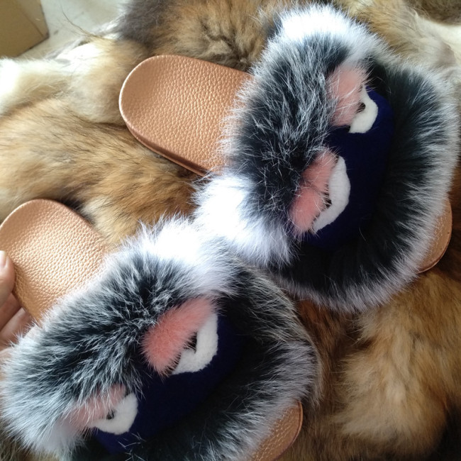 Fox  Fur Slides Slippers