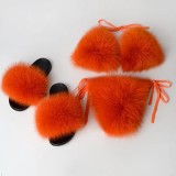 BLBF Sexy Underwear Fur Bra with Slides