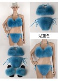 BLBF Sexy Underwear Fur Bra with Slides