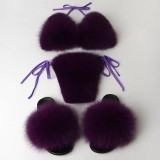 BLBF Sexy Underwear Fur Bra with Slides