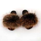 Racoon  Fur Slides Slippers