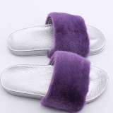 Mink fur with fox fur slides new fashion fur slides