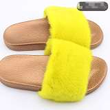 Mink fur with fox fur slides new fashion fur slides