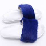 Mink fur with fox fur slides new fashion fur slides