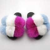 Fox Fur Ball Pompom Slides Slippers