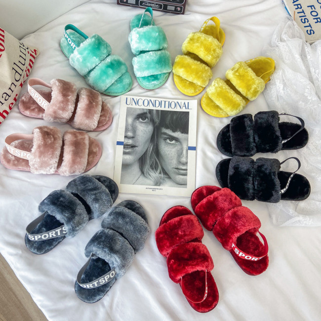 3427 Slipper Fur Slippers Slides Fake Fur Faux Fur