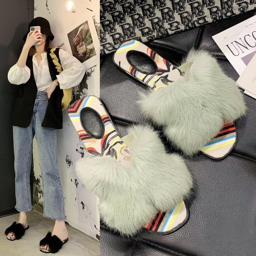 600 Slipper Fur Slippers Slides Fake Fur Faux Fur