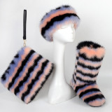 BLFT07 Hot Sale Faux Fur Boots Headband Bags