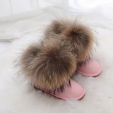Fashion Kids Fox or Raccoon Fur Winter Boots
