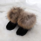 Fashion Kids Fox or Raccoon Fur Winter Boots