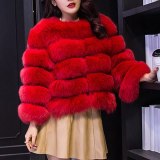 BCD1507214 New Fashion Faux Fox Fur Overcoat Female Long Sleeves 1421