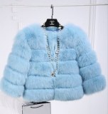 BCD1507214 New Fashion Faux Fox Fur Overcoat Female Long Sleeves 1421