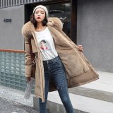 QE-2062 Winter Jacket Women Medium Long Hooded Parka Coat