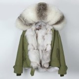2020 New Winter Jacket Women Coat Parka Short Real Silver Fox Fur Liner Raccoon Fur
