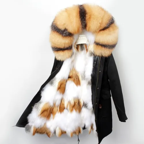 Winter Coat Women Jacket Real Fur Long Coat Parkas