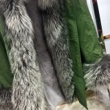 Natural Real Silver Fox Fur Long Vest Winter Jacket Women Coat Parka