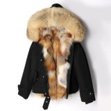 2020 New Winter Jacket Women Coat Parka Short Real Silver Fox Fur Liner Raccoon Fur