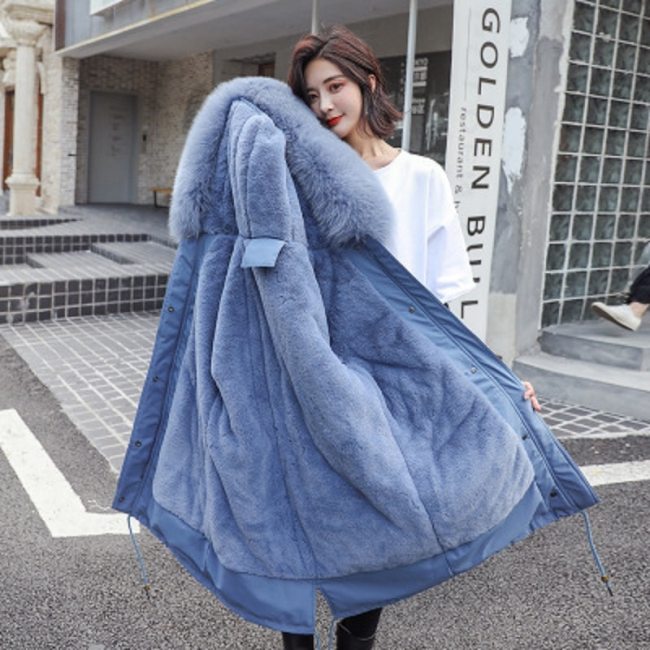 MA-811 Women Long Coat Autumn Winter Faux Fur Coats Parkas