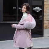 MA-811 Women Long Coat Autumn Winter Faux Fur Coats Parkas