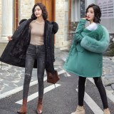 MA-811 Women Long Coat Autumn Winter Faux Fur Coats Parkas