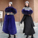 BC-1928 Women Long Coat Winter Faux Fur Coats Parkas