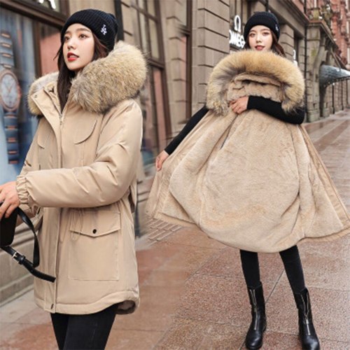 XY-818 Women Long Coat Winter Faux Fur Coats Parkas