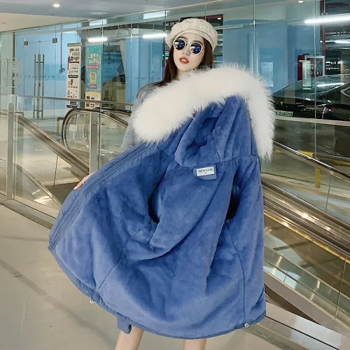 MA-919 Women Long Coat Winter Faux Fur Coats Parkas