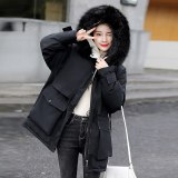 KK-821 Women Long Coat Winter Faux Fur Coats Parkas