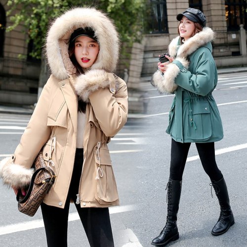 YK-8207 Women Long Coat Autumn Winter Faux Fur Coats Parkas