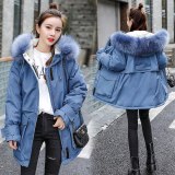 KK-821 Women Long Coat Winter Faux Fur Coats Parkas