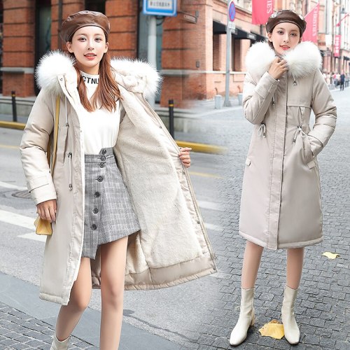 CX-6921 Women Long Coat Winter Faux Fur Coats Parkas
