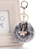 888-3 Cute Rhinestone Little Angel Car keychain fake Fur Key Chain Keychains