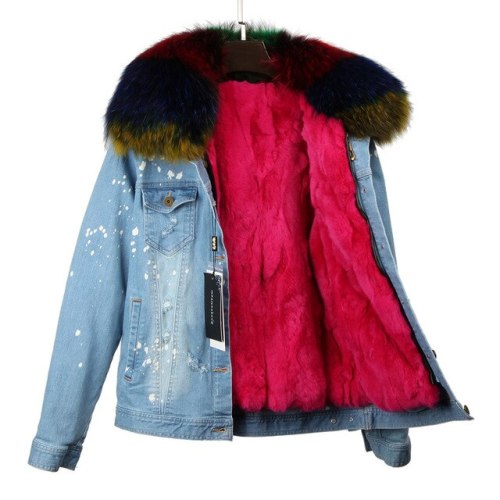 Winter Jacket Coat Raccoon Fur Collar Fur Parka Parkas