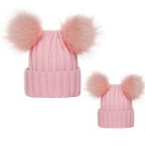 ZZM-088 Fur Ball Cap Pom Poms Winter Hats for Mother Baby Kids