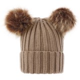 MZ-088 Fur Ball Cap Pom Poms Winter Hats for Mother Baby Kids
